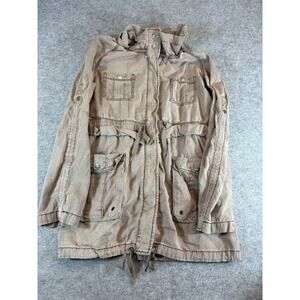 Ann Taylor Loft Jacket Womens Medium Brown Drawstring Anorak Utility Outdoor